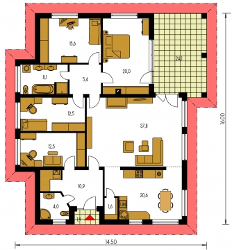 Plan de sol du rez-de-chaussée - BUNGALOW 140